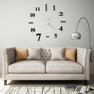 vidaXL Reloj 3D de pared con diseño moderno 100 cm XXL negro