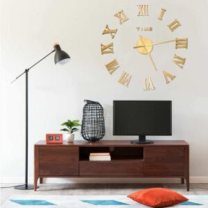 vidaXL Reloj 3D de pared con diseño moderno dorado 100 cm XXL