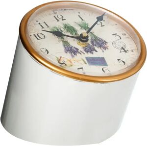 LOLAhome Reloj de mesa blanco de metal de 17x16x16 cm