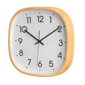 LOLAhome Reloj de pared cuadrado de movimiento continuo y silencioso color natural de plástico de Ø 30 cm