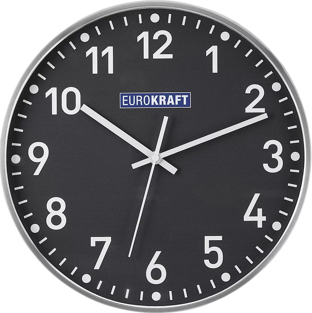 eurokraft pro Reloj de pared, Ø 300 mm, mecanismo de relojería de cuarzo, esfera gris grafito