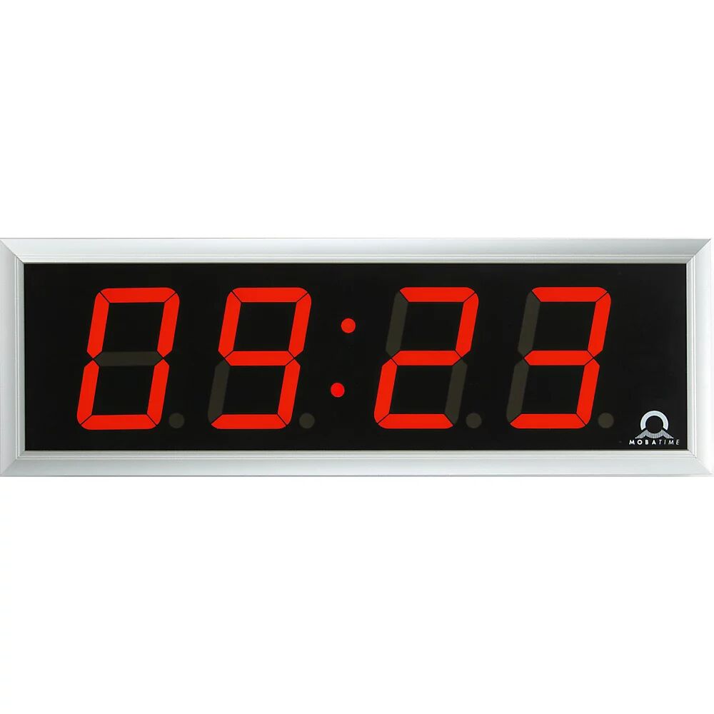 kaiserkraft Reloj digital LED, H x A x P 118 x 333 x 39 mm, plateado, LED rojo