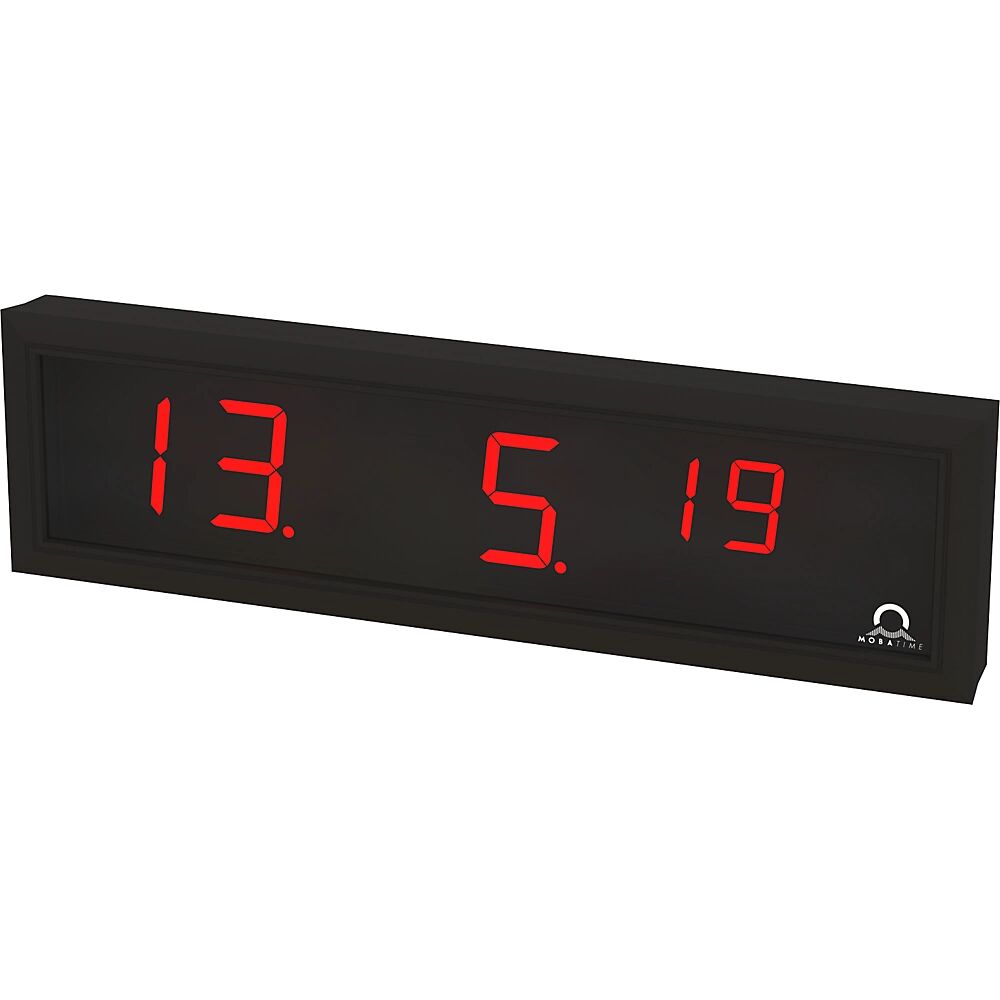 kaiserkraft Reloj digital LED, H x A x P 118 x 423 x 39 mm, negro, LED rojo