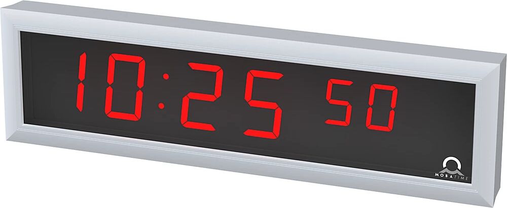 kaiserkraft Reloj digital LED, H x A x P 118 x 423 x 39 mm, plateado, LED rojo