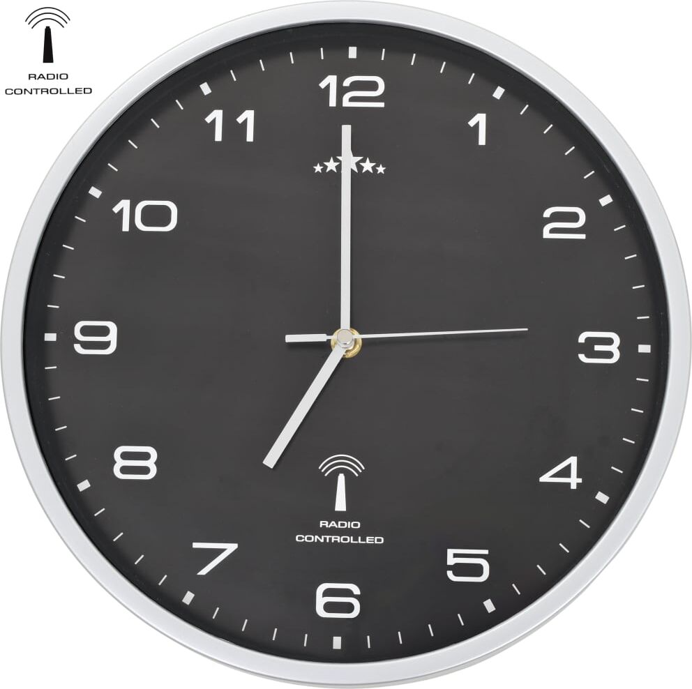 vidaXL Reloj de pared radiocontrol movimiento de cuarzo 31 cm negro