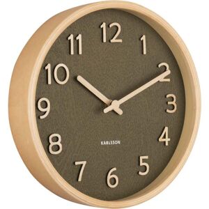 - Horloge ronde en bois Pure 22 cm - Vert mousse