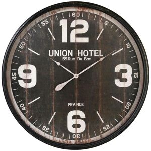 Horloge Hôtel métal noir D90cm - Atmosphera créateur d'intérieur - Noir - Publicité