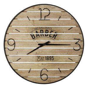 Maisons du Monde Horloge murale lattes en sapin imprimé et métal noir D95