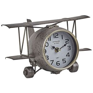 Beliani Horloge de table avion argenté 15 cm