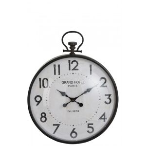 LANADECO Horloge boule ronde metal noir verre H69,5cm