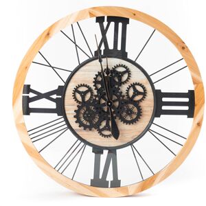 Jardideco Horloge 80 cm marron en bois H79.79