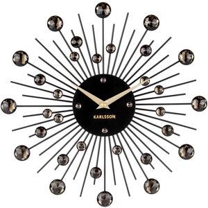 Karlsson Horloge ronde en metal sunburst 30 cm noir