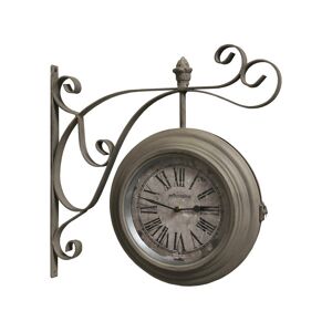 CHEMIN DE CAMPAGNE Horloge de gare en metal taupe 40 x 10 x 40 cm x 19 cm
