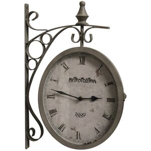 CHEMIN DE CAMPAGNE Horloge de gare en metal marron et verre 32.5 x 48 cm