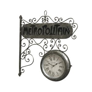 CHEMIN DE CAMPAGNE Horloge de gare en metal gris 55 x 10 x 59 cm