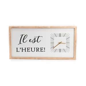 AMADEUS Horloge Il est l'heure - Blanc Rectangle Bois Amadeus 80x4 cm