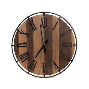 AMADEUS Horloge et métal - Marron Rond Bois Amadeus 60x5 cm