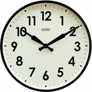 Horloge murale blanche et noire 45cm Factory Numbers - Cloudnola