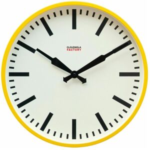 Horloge murale jaune 45cm Factory Station - Cloudnola