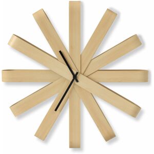 Horloge murale en tilleul naturel Ribbon - Umbra