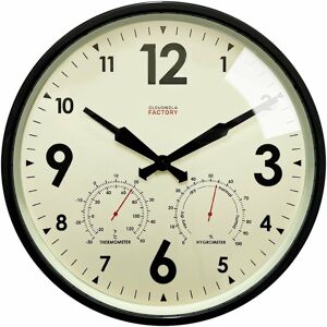 Horloge murale d'extérieur noire 30 cm Factory - Cloudnola