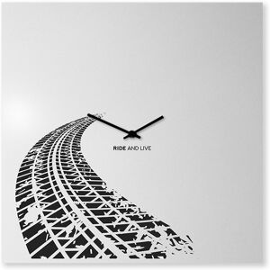 dESIGNoBJECT horloge murale RIDE AND LIVE (Blanc / Noir - Tôle coupée au laser)