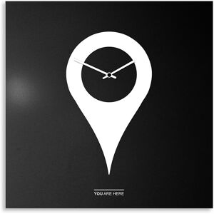 dESIGNoBJECT horloge murale YOU ARE HERE (Noir / Blanc - Tôle coupee au laser)