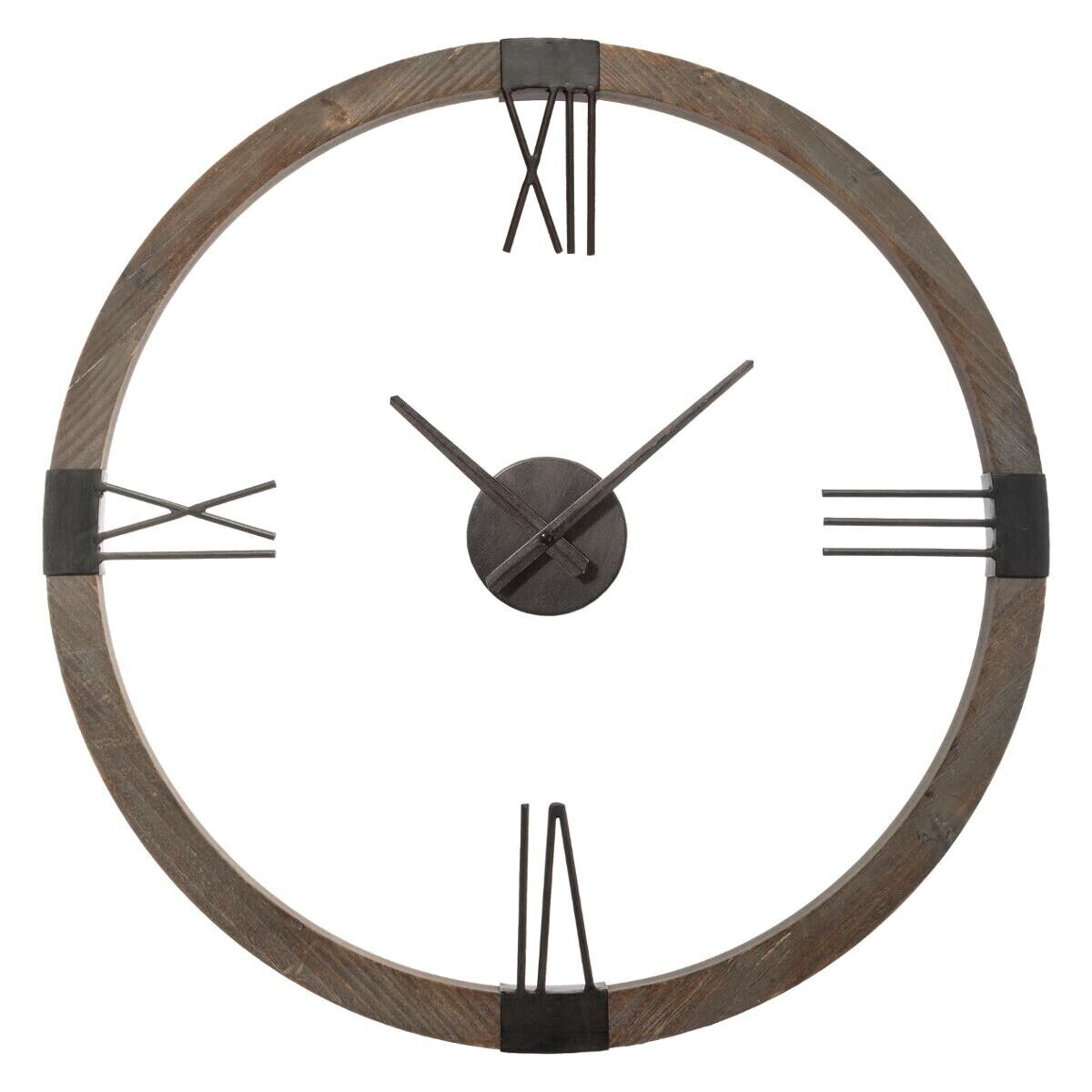 Atmosphera Horloge en métal bois D58 cm