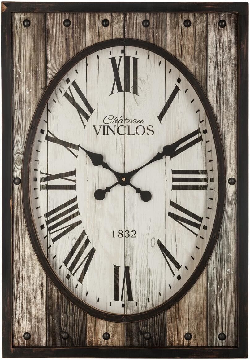 Atmosphera Horloge ovale, cadre bois 50x70 cm