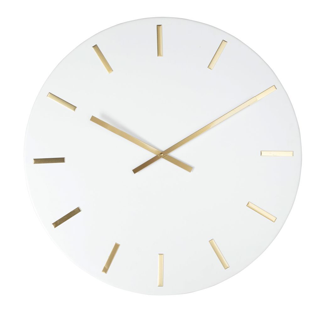 Maisons du Monde Horloge en métal blanc chiffres dorés D80