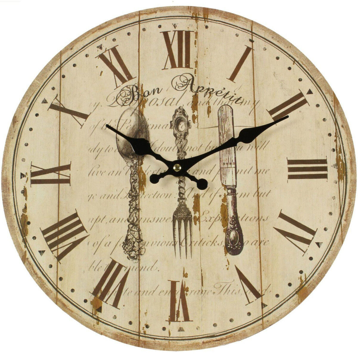 Décoration d'Autrefois Horloge Ancienne Murale Bon Appétit 34cm - Bois - Blanc