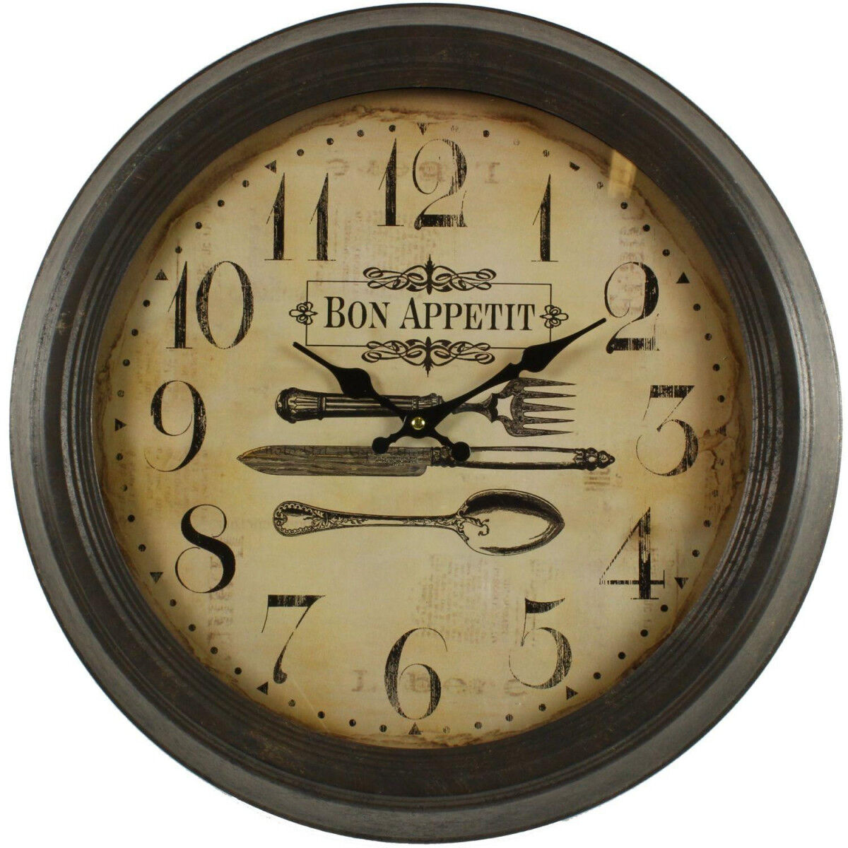 Décoration d'Autrefois Horloge Ancienne Murale Bon Appétit 47cm - Fer - Marron