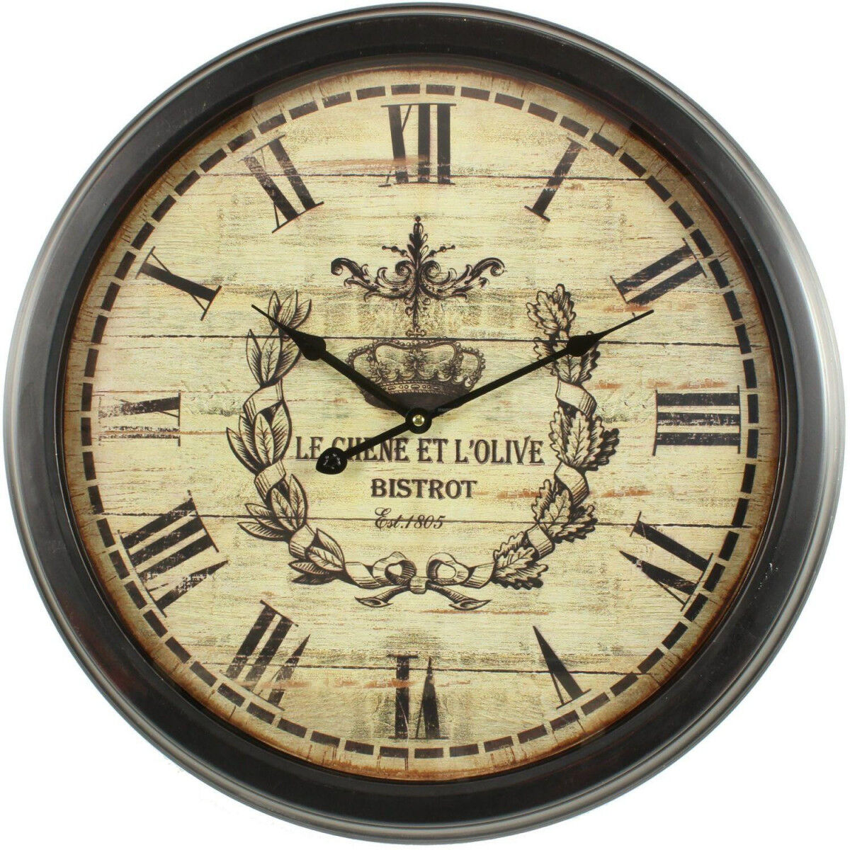 Décoration d'Autrefois Horloge Ancienne Murale Olives 58cm - Fer - Blanc