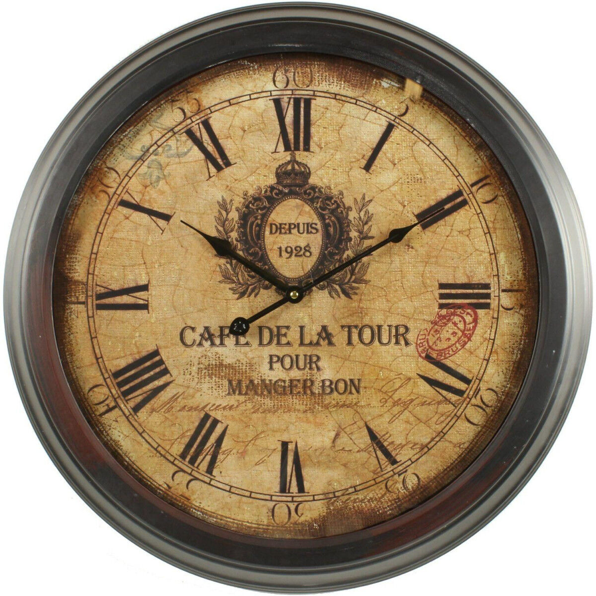 Décoration d'Autrefois Horloge Ancienne Murale Café De La Tour 58cm - Fer - Marron