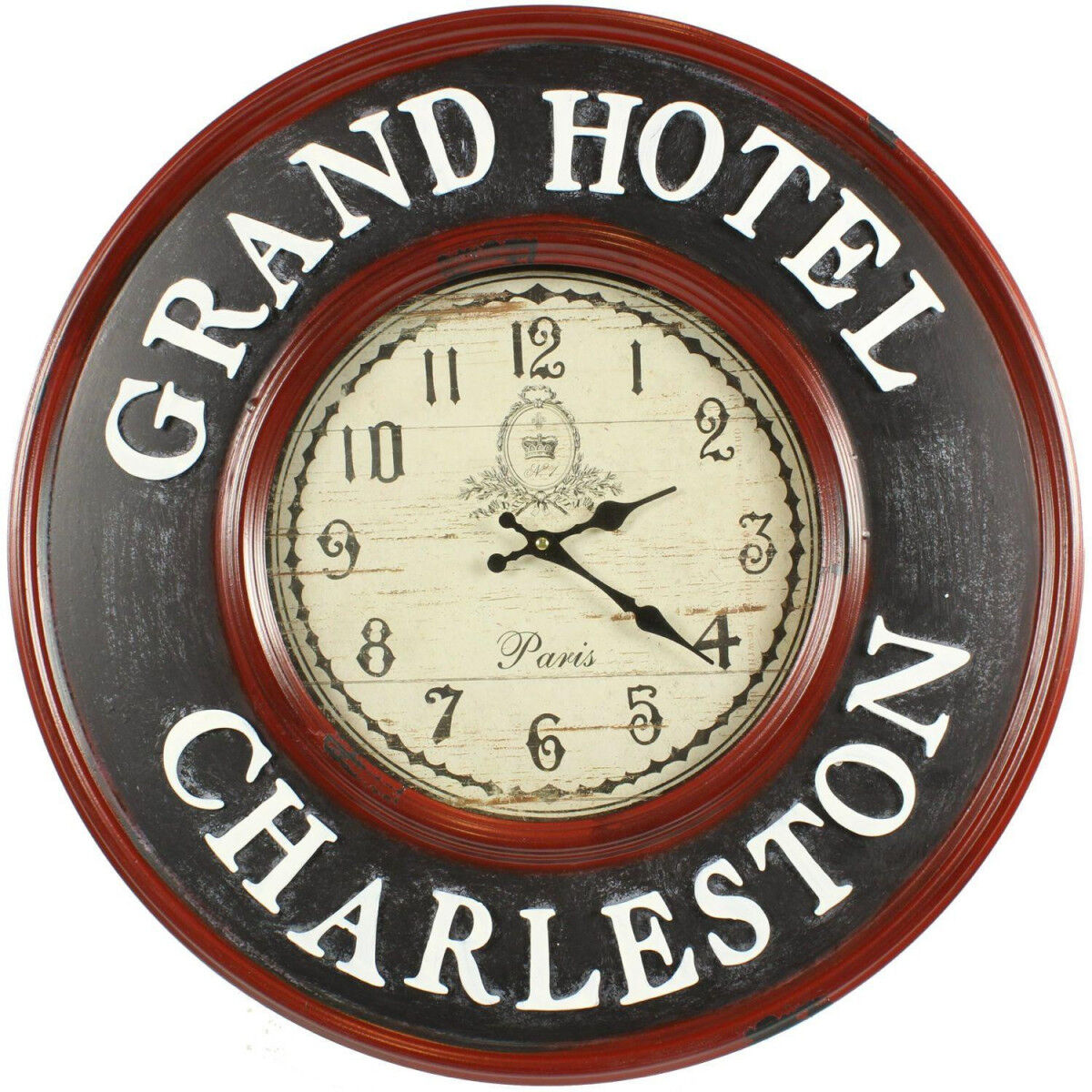 Décoration d'Autrefois Horloge Ancienne Murale Grand Hôtel Charleston 59cm - Fer - Bleu