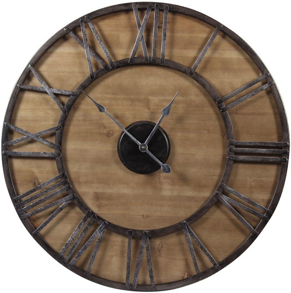 Décoration d'fois Grande Horloge Ancienne Fer Forgé Bois 80cm - Noir