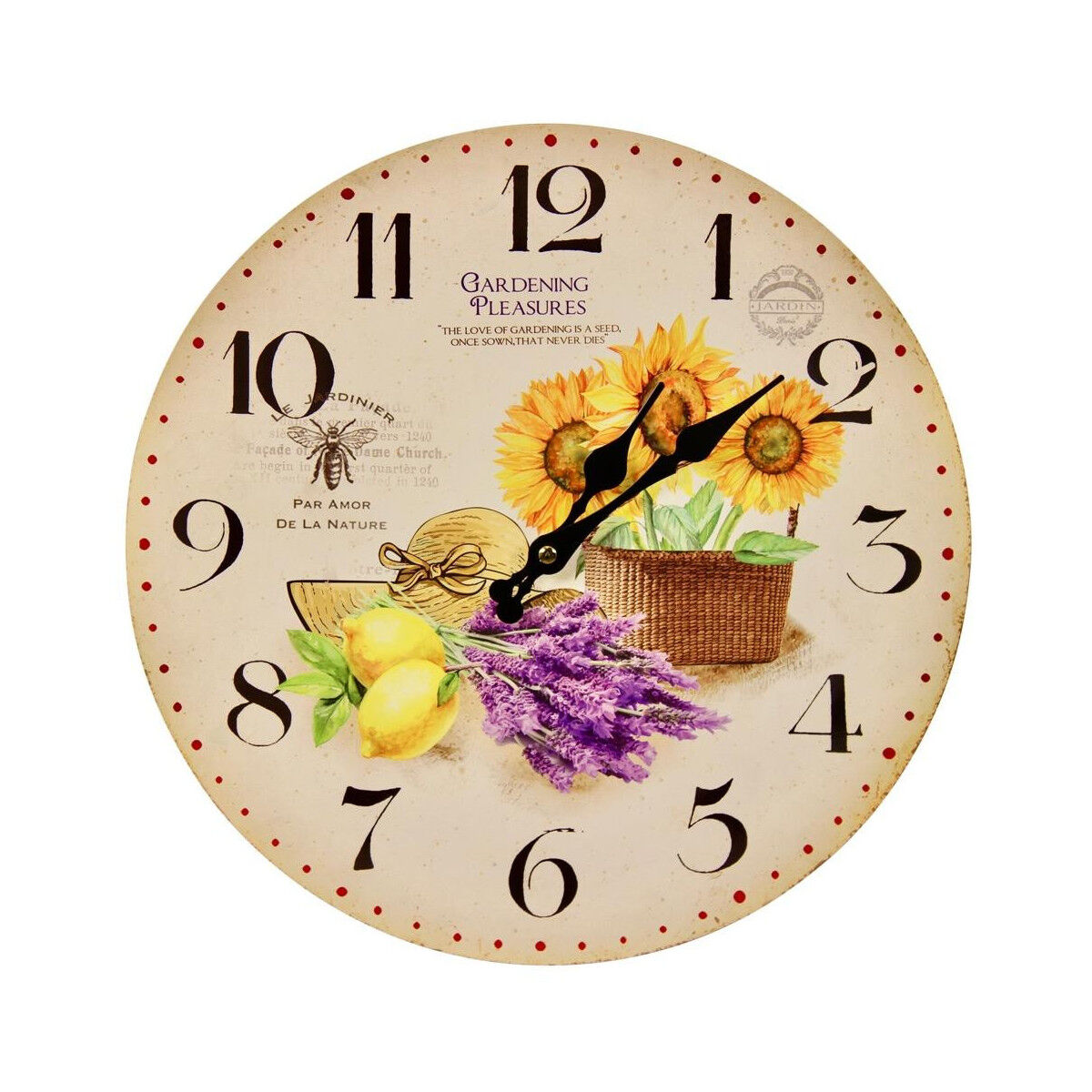 Décoration d'fois Horloge Ancienne Murale Tournesol Citron 34cm - Bois - Blanc