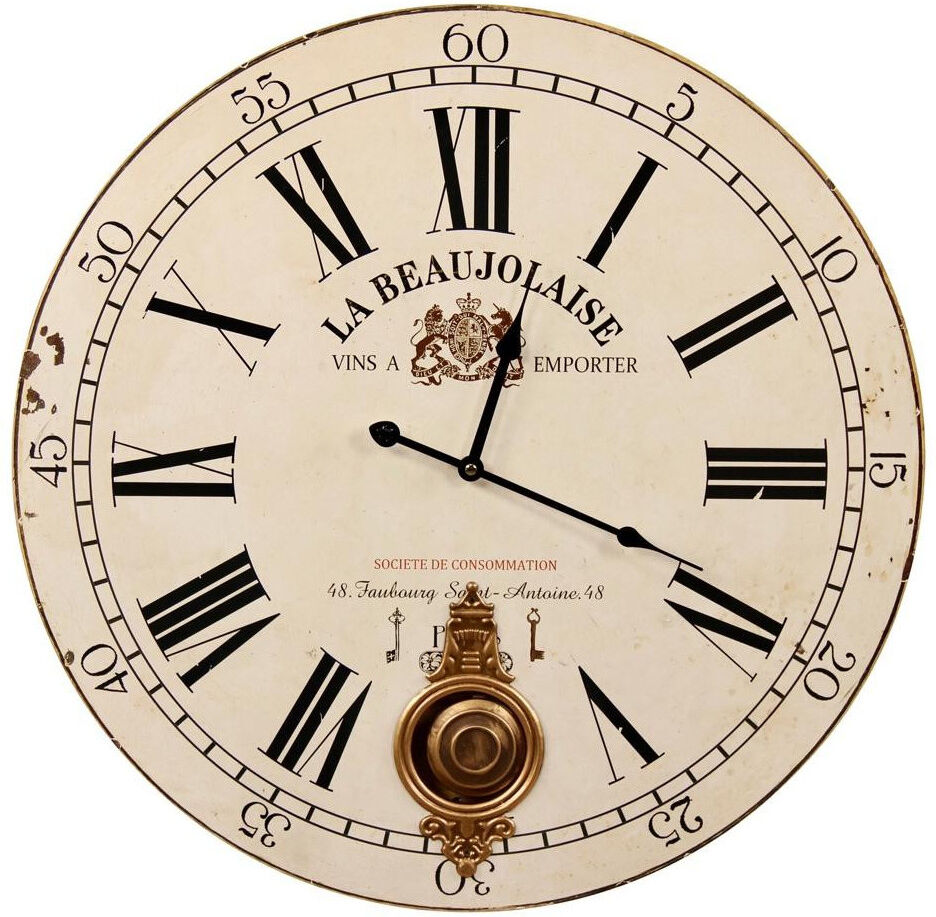 Décoration d'fois Horloge Ancienne Balancier La Beaujolaise 58cm - Bois - Blanc