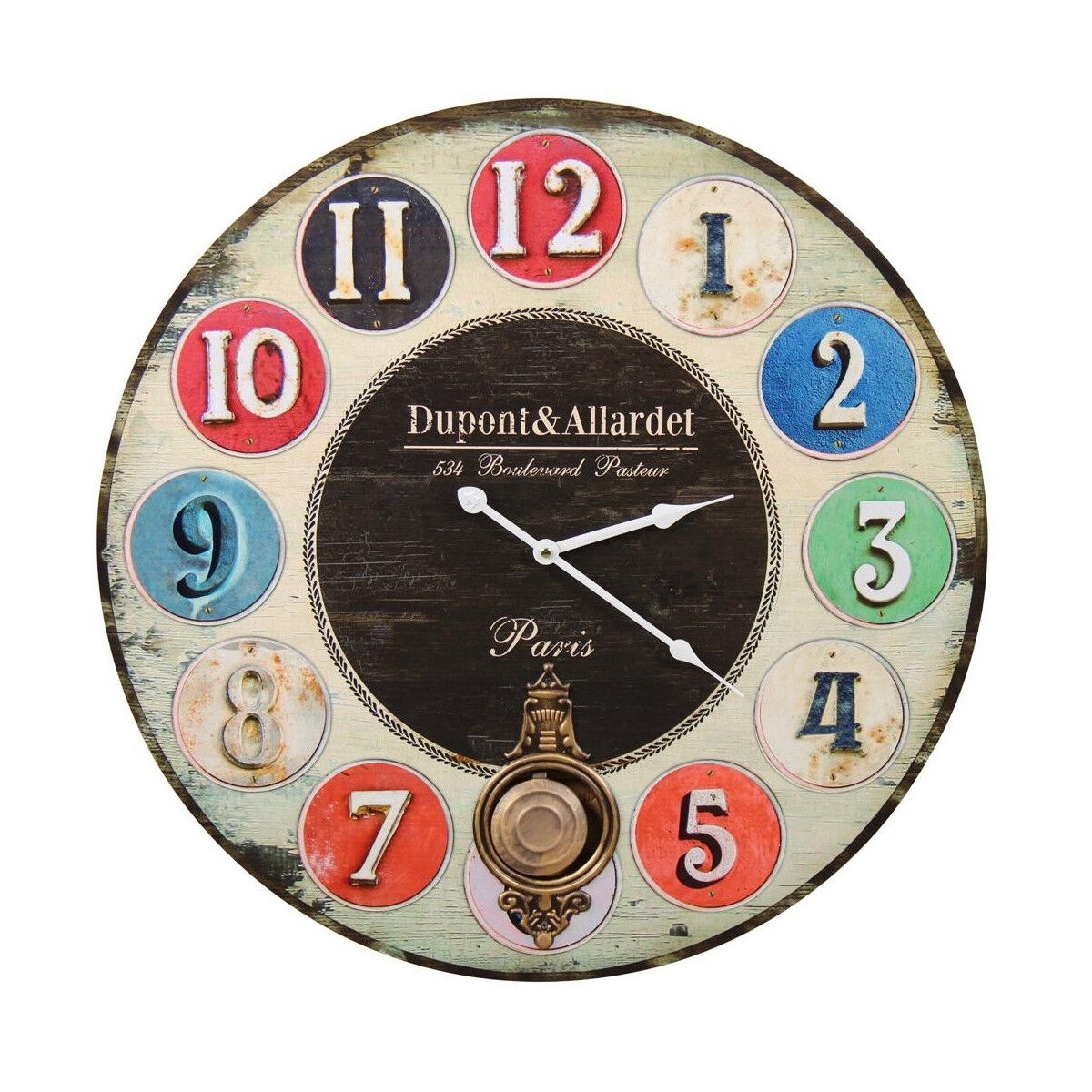 Décoration d'fois Horloge Ancienne Balancier Dupont & Allardet 58cm - Bois - Multicolore