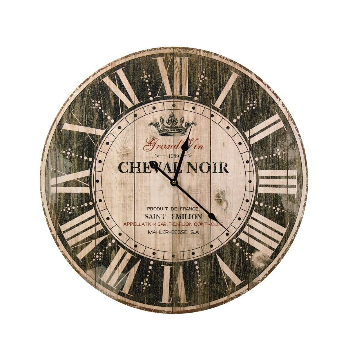 Décoration d'fois Horloge Ancienne Murale Grand Vin Cheval Noir Marron 58cm - Bois