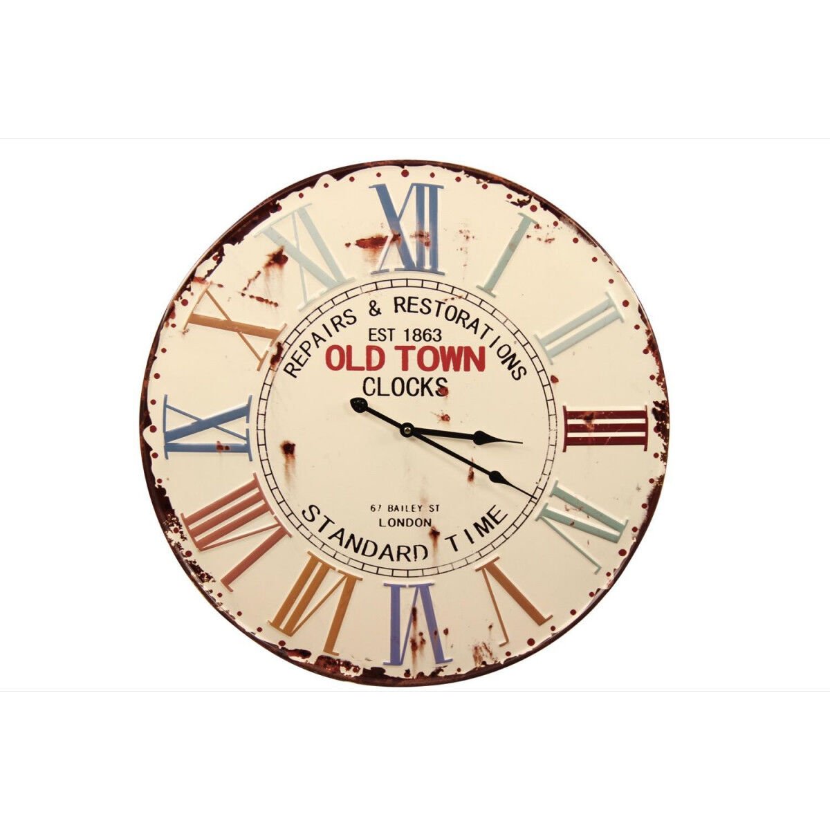Décoration d'fois Horloge Ancienne Metal Old Town Clocks 58cm - Métal - Blanc