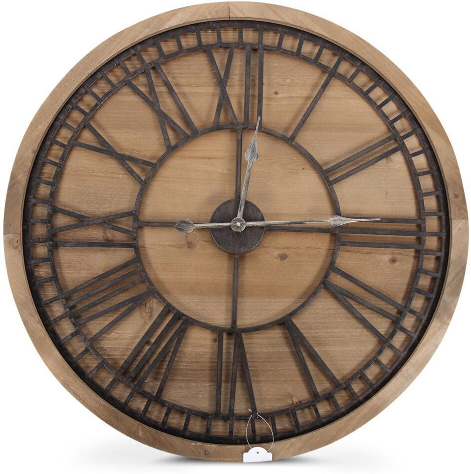 Décoration d'fois Grande Horloge Ancienne Bois Métal Marron 76x3x76cm