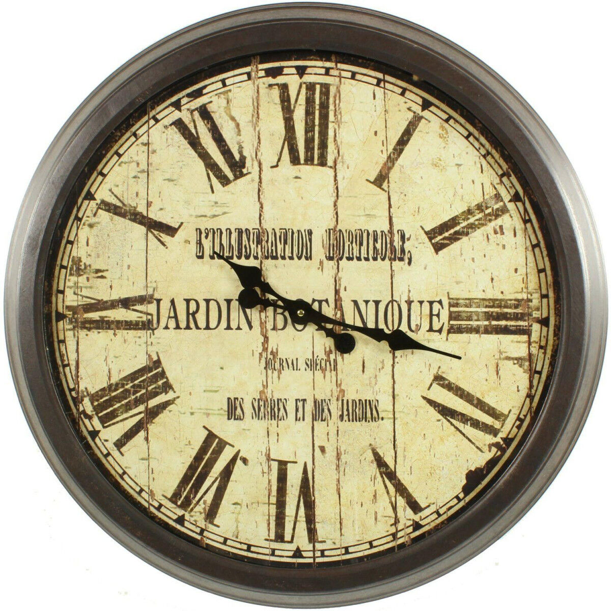 Décoration d'fois Grande Horloge Ancienne Murale Jardin Botanique 70cm - Fer - Marron
