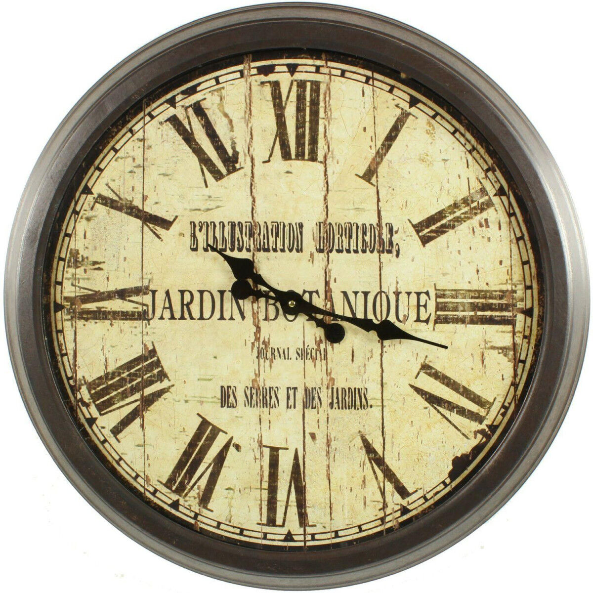 Décoration d'Autrefois Grande Horloge Ancienne Murale Jardin Botanique 70cm - Fer - Marron