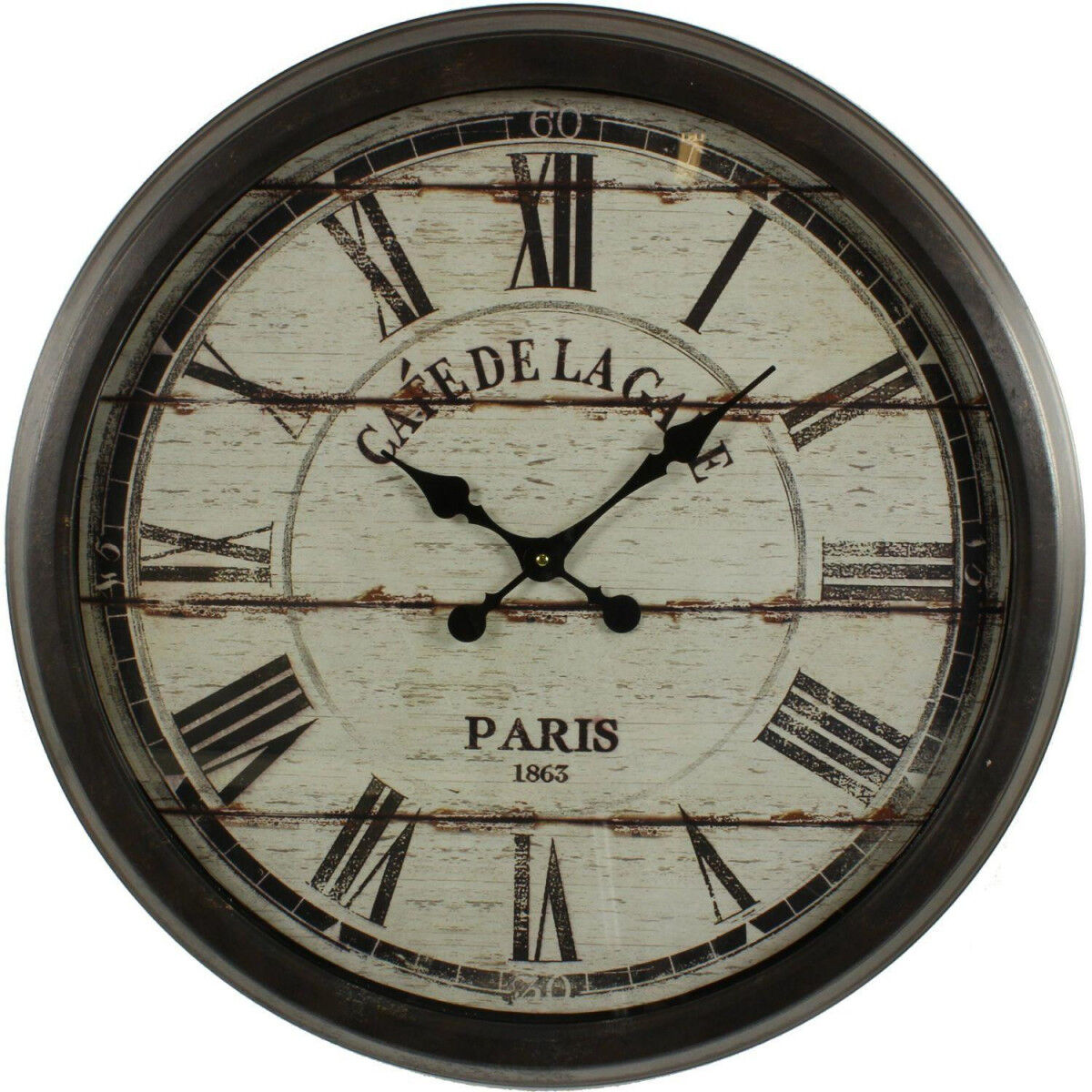 Décoration d'fois Grande Horloge Ancienne Murale Café De La Gare 70cm - Fer - Noir
