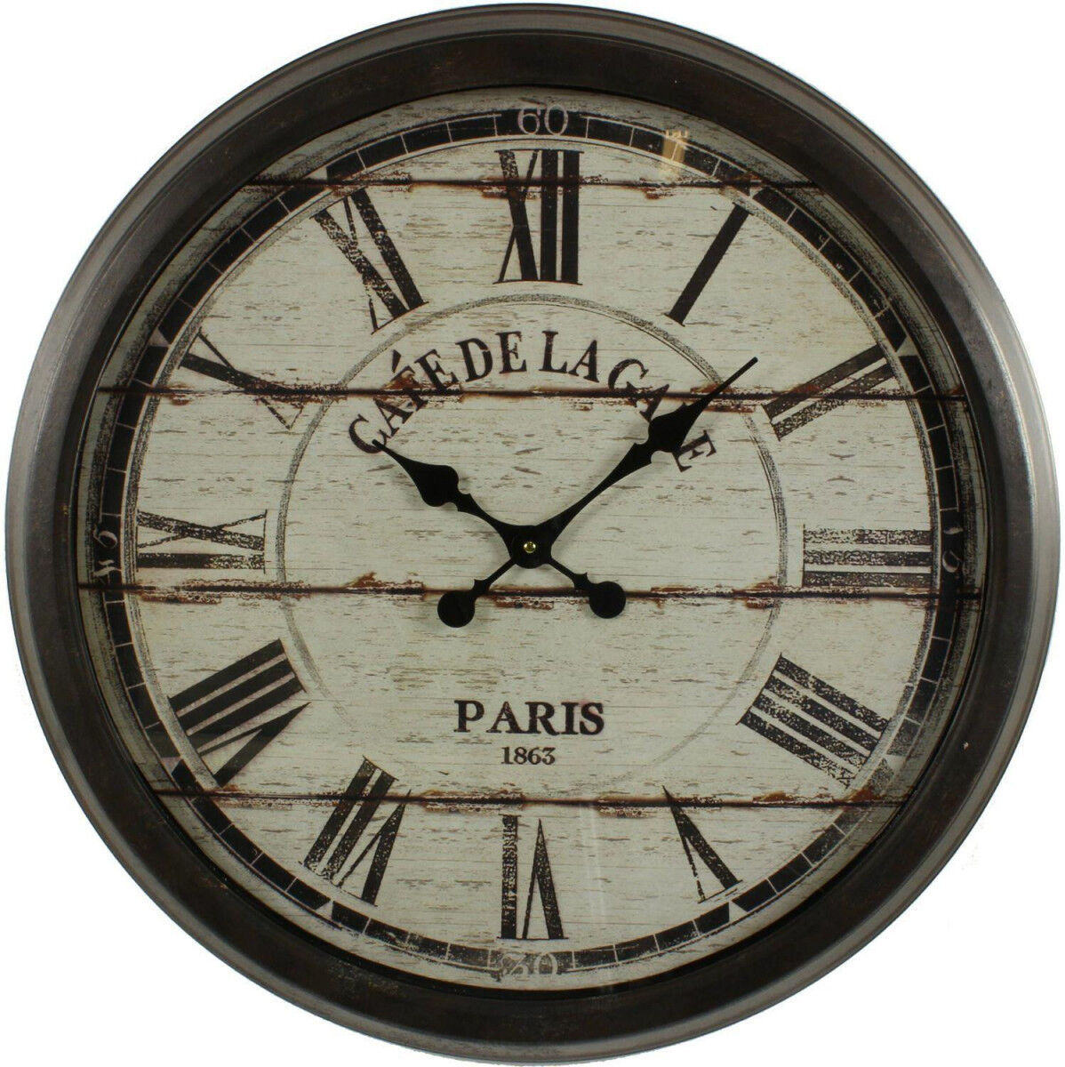 Décoration d'Autrefois Grande Horloge Ancienne Murale Café De La Gare 70cm - Fer - Noir