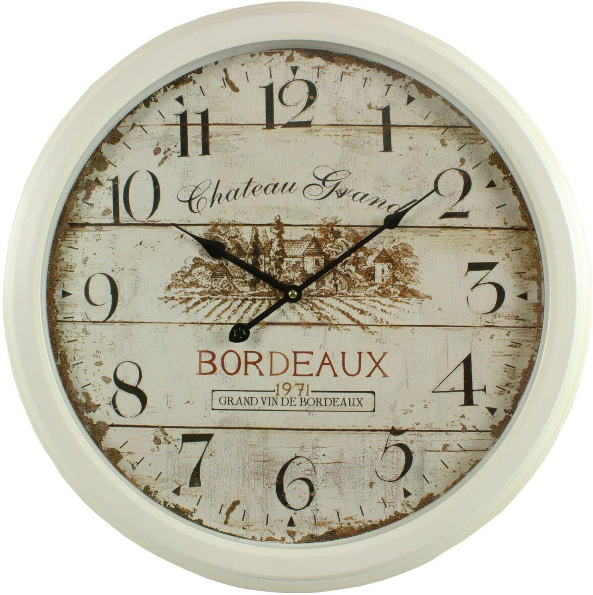 Décoration d'fois Horloge Ancienne Murale Château Grand Bordeaux 58cm - Fer - Blanc