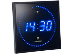 Lunartec Horloge digitale murale avec 60 LED - Radiopilotée - Bleu
