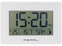 Pearl Horloge radio-pilotée avec température et date - Blanc