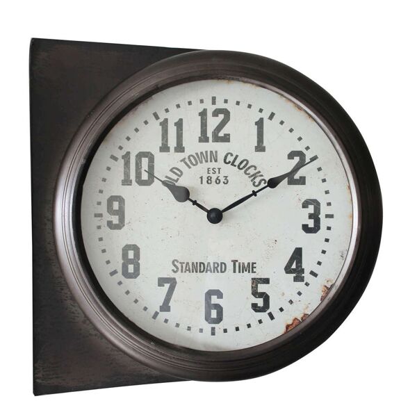 milani home orologio analogico da parete stile vintage classico in metallo antracite 39.5 x 40.5 x 26.5 cm